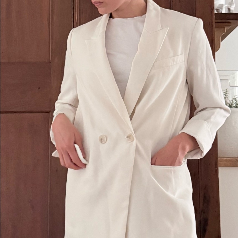H&M White Lightweight Blazer Jacket